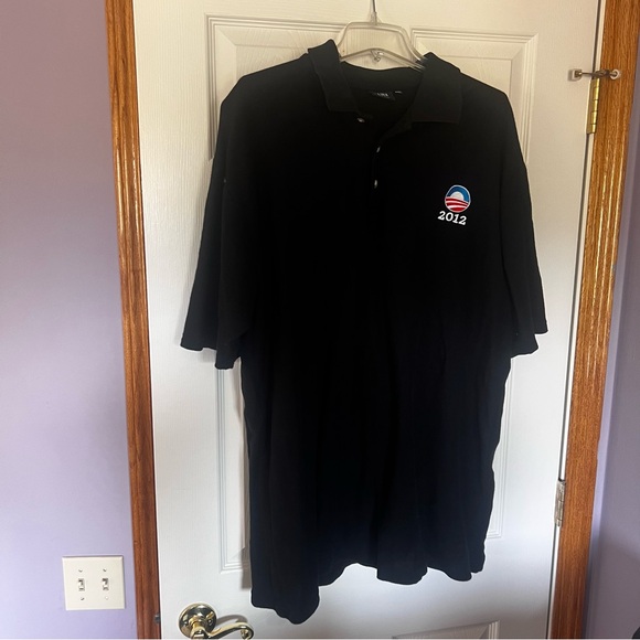 Akwa Classic Obama 2012 Polo Shirt Men’s 2XL Black Embroidered Logo GUC - Picture 2 of 4